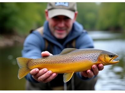 Angler displaying a large brown trout